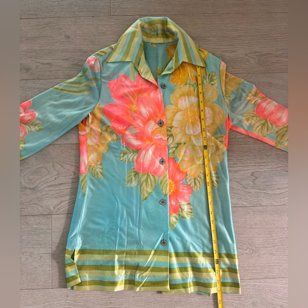 VINTAGE floral button down/pantsuit 60-70’s size small (see measurements) - Picture 10 of 15